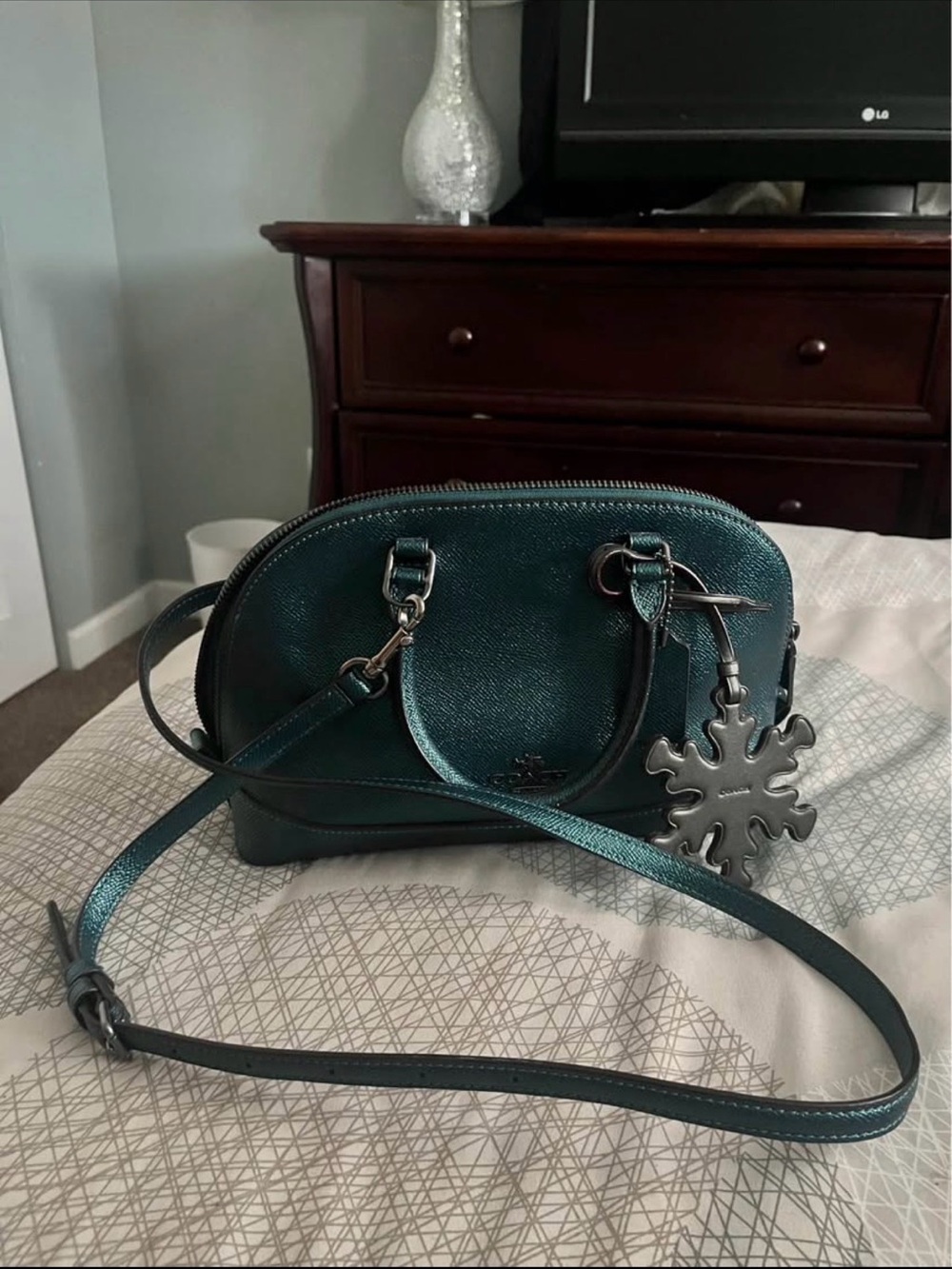 Coach Metallic Teal Dome Crossbody Bag